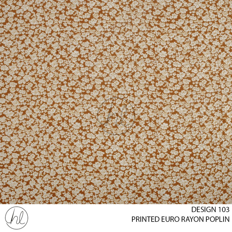 PRINTED EURO RAYON POPLIN  PER M  CARAMEL DESIGN 103 150CM WIDE