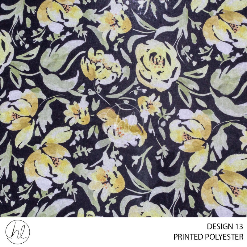 PRINTED POLYESTER SIROPE PER M BLACK DESIGN 13 150CM WIDE