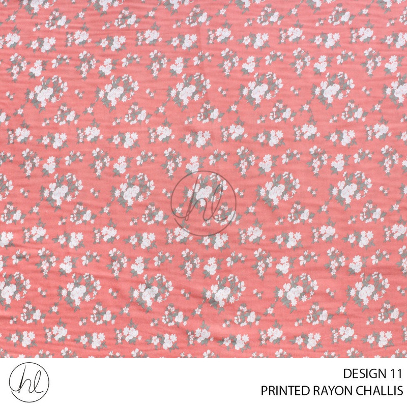 PRINTED RAYON CHALLIS 56 CORAL 150CM PER M