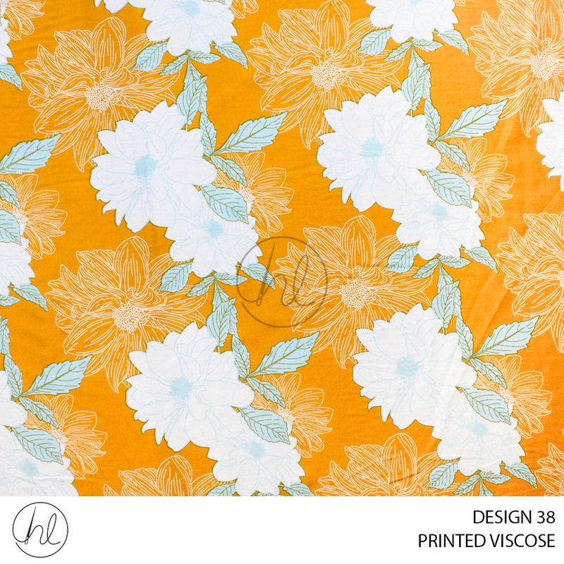 PRINTED VISCOSE 53 MUSTARD 150CM PER M