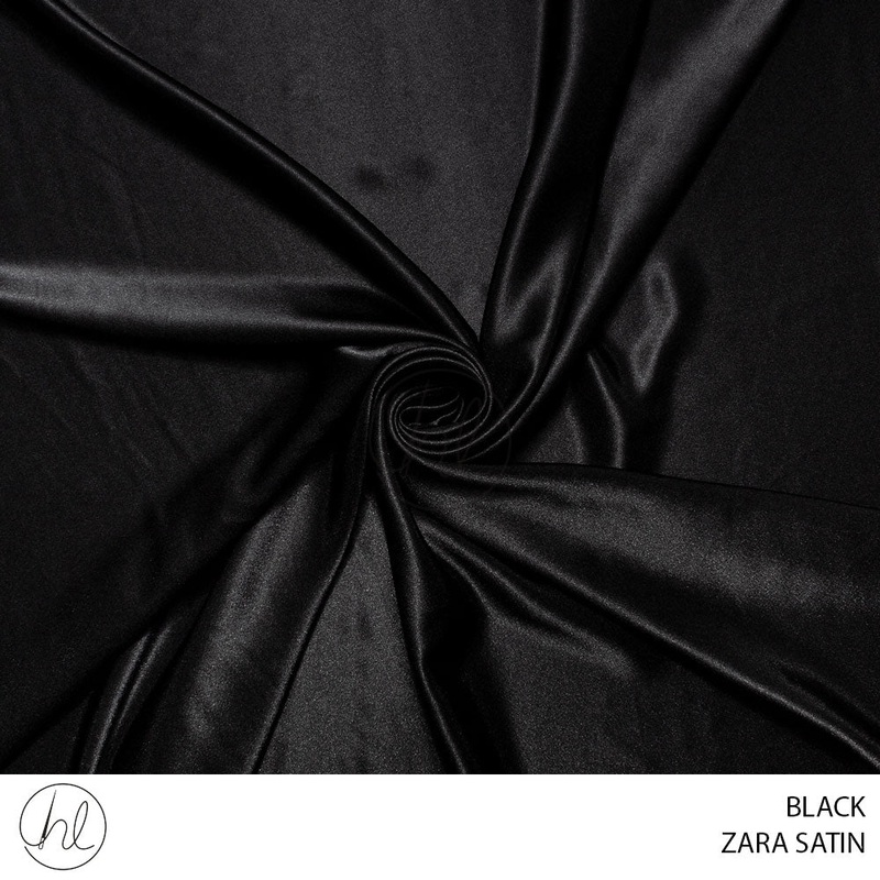 Zara satin black plain fabric 150cm per m