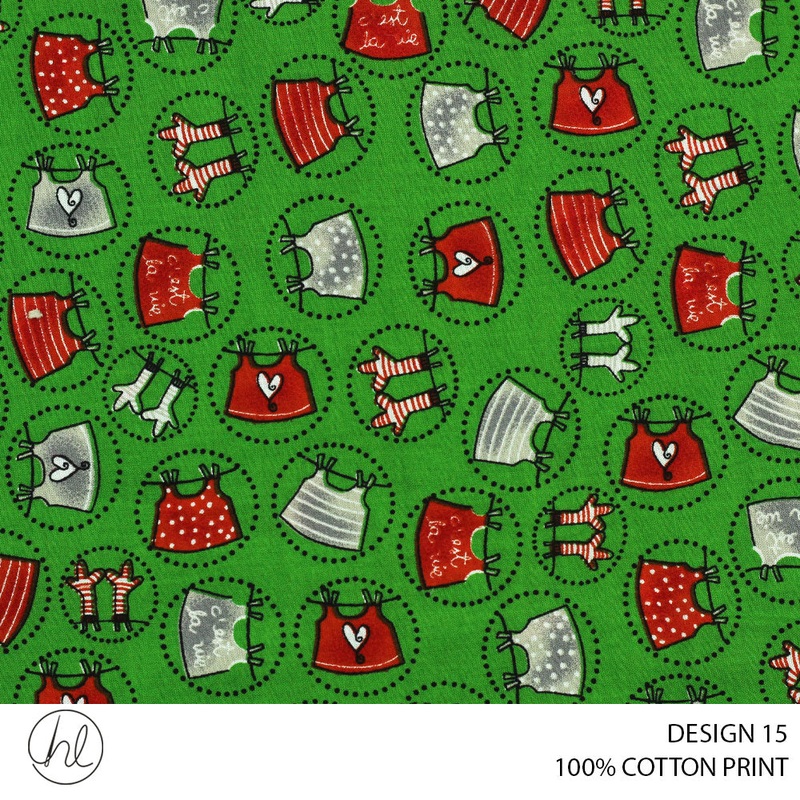 100% COTTON PRINT DESIGN 15 150CM WIDE PER M