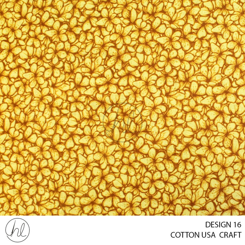 COTTON USA CRAFTS PER M CHERRY BLOOM GOLD DESIGN 16 112CM WIDE