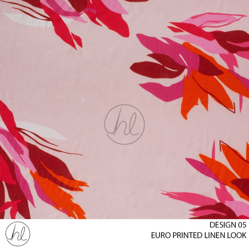 EURO PRINTED LINEN LOOK PINK DESIGN 05 150CM WIDE