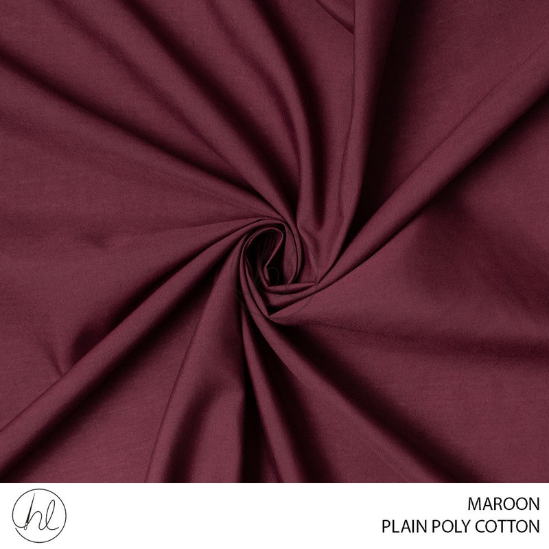 PLAIN POLY COTTON FABRIC 112CM MAROON