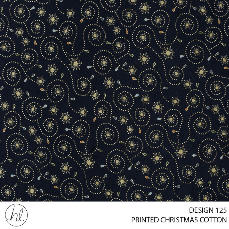 PRINTED CHRISTMAS COTTON DESIGN 54 51 NAVY 145CM PER M