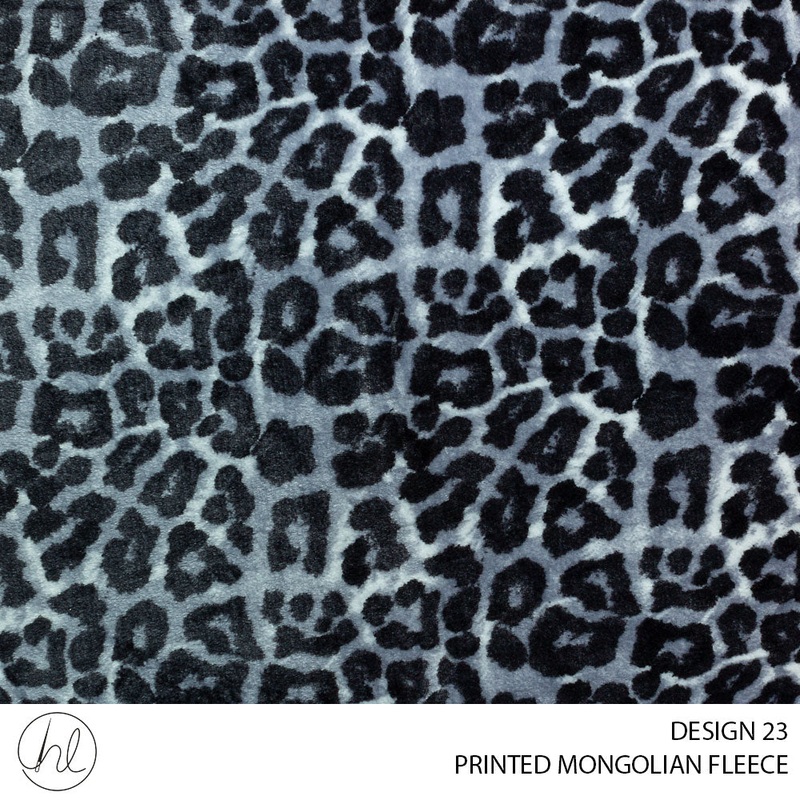 PRINTED MONGOLIAN FLEECE 55 DARK GREY 150CM  PER M