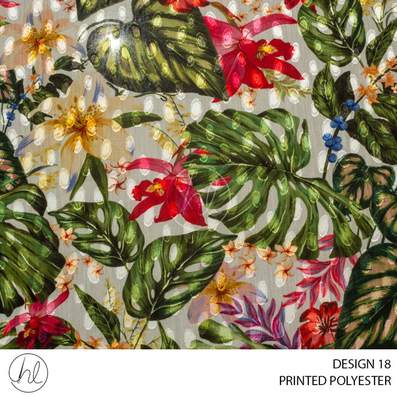 PRINTED POLYESTER GRACE PER M MULTI DESIGN 18 150CM WIDE