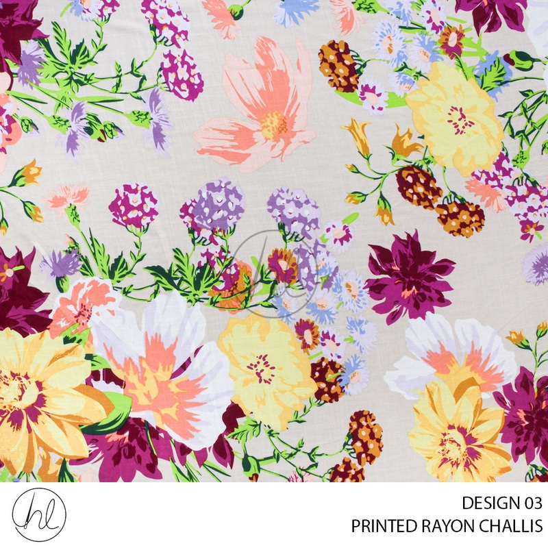 PRINTED RAYON CHALLIS 56 BEIGE 150CM PER M