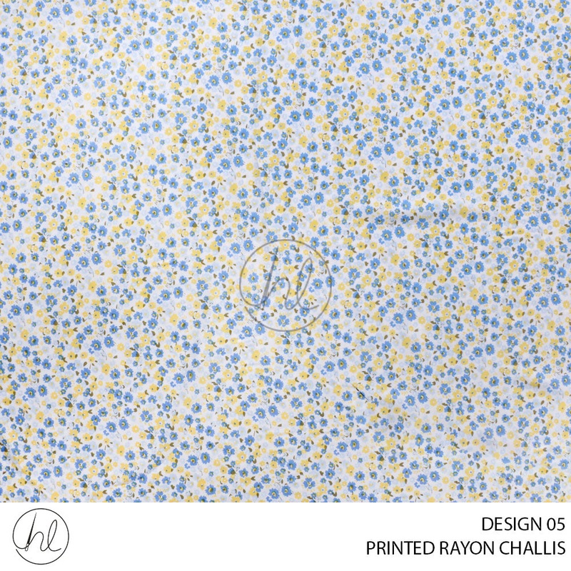 PRINTED RAYON CHALLIS 56 WHITE 150CM PER M