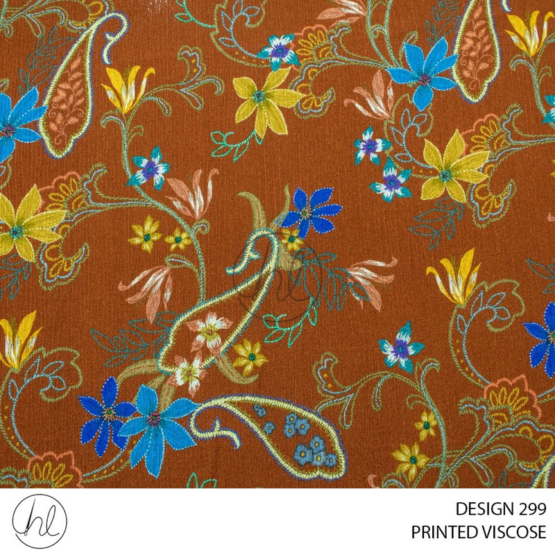 PRINTED VISCOSE AMBER PER MDESIGN 299 RUST 150CM WIDE