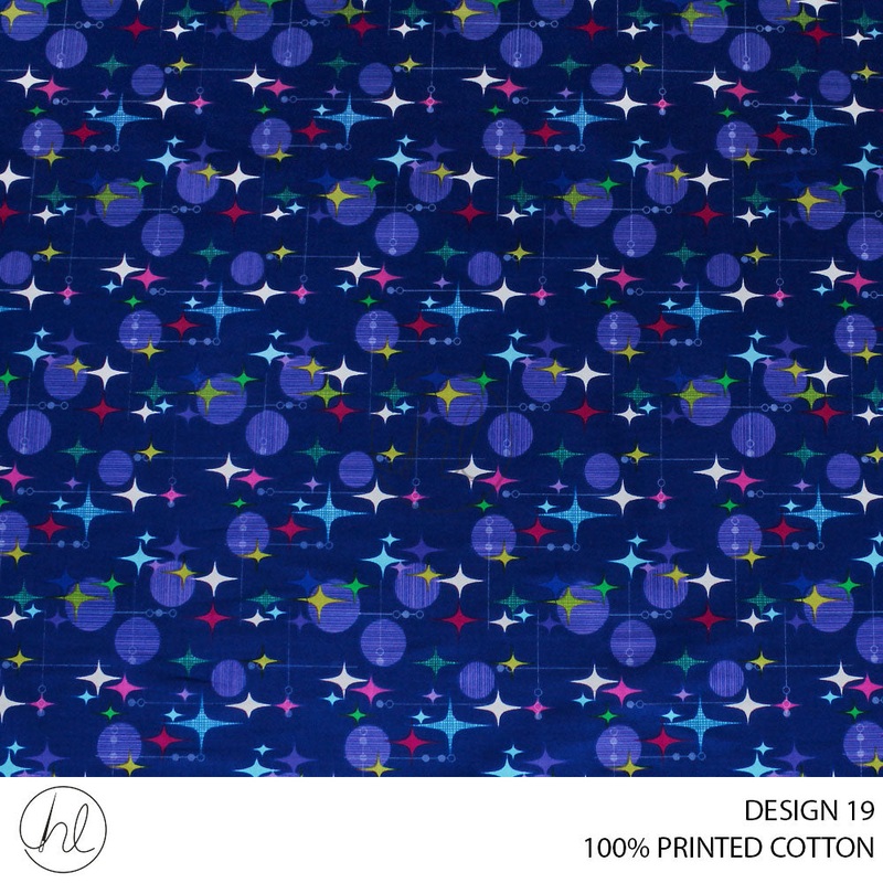 100% PRINTED COTTON 3408 ROYAL 110CM PER M