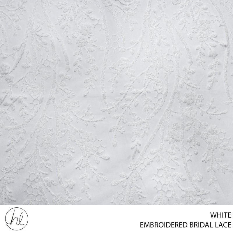 BRIDAL LACE EMB BEADED FABRIC 140CM WHITE ROLL ROLL 001