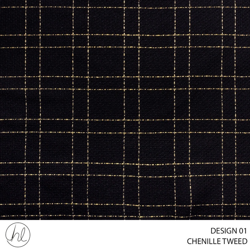 CHENILLE TWEED FABRIC BLACK ROLL ROLL 001