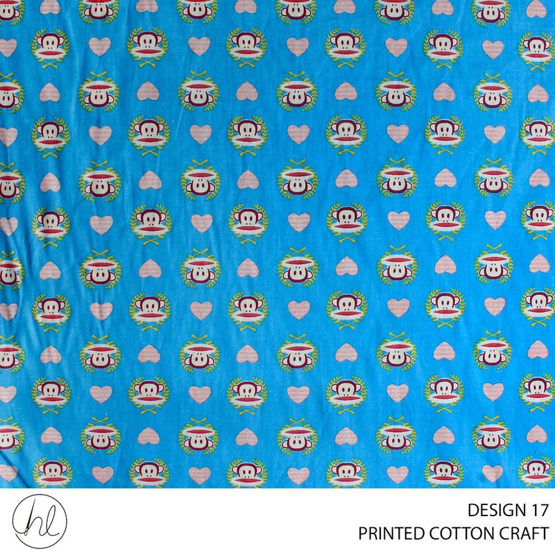 COTTON CRAFT PRINTED FABRIC BABGLE JANGLE TURQUOISE ROLL ROLL 001