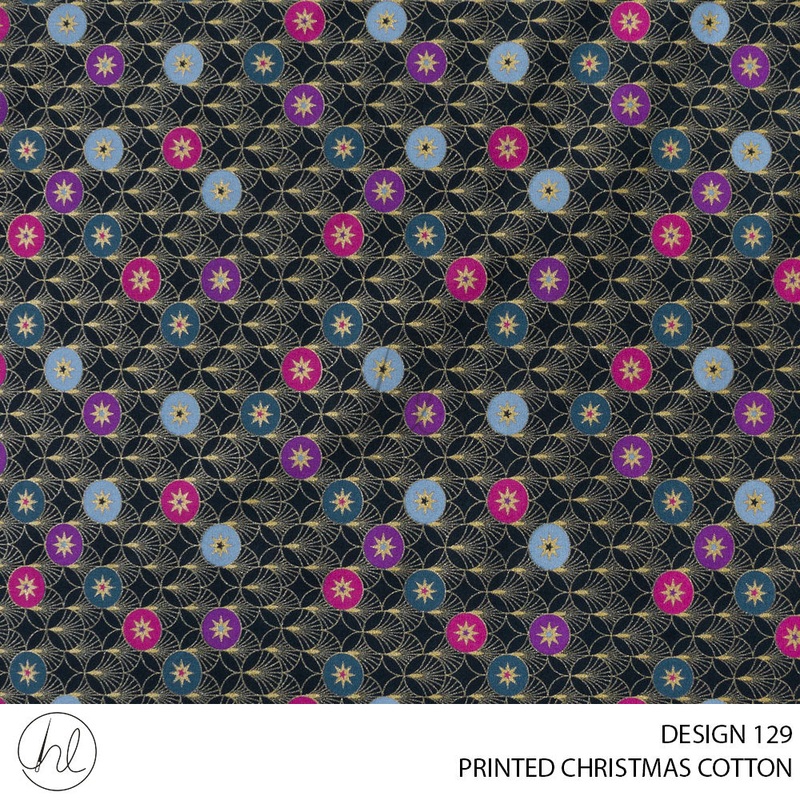 PRINTED CHRISTMAS COTTON DESIGN 50 51 NAVY 145CM PER M