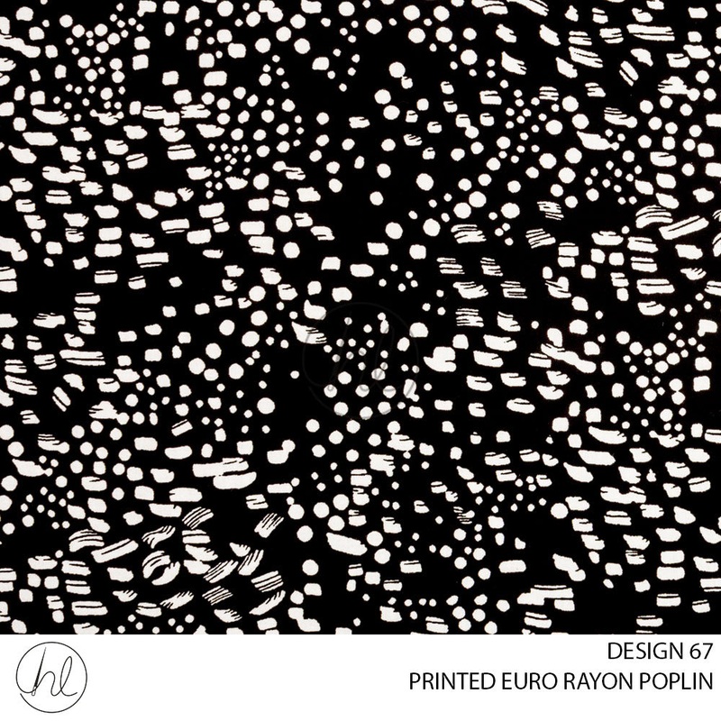 PRINTED EURO RAYON POPLIN  PER M  BLACK DESIGN 67 150CM WIDE