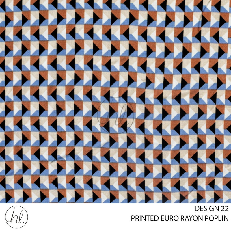 PRINTED EURO RAYON POPLIN  PER M  COFFEE DESIGN 22 150CM WIDE