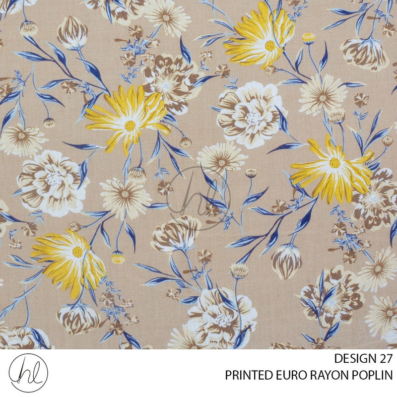 PRINTED EURO RAYON POPLIN  PER M  SAND DESIGN 27 150CM WIDE