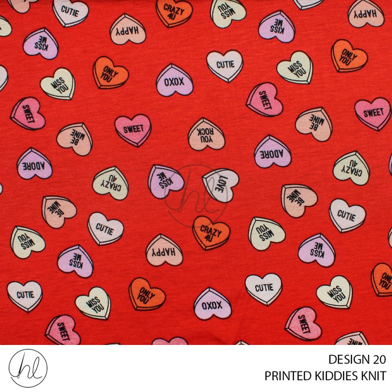 PRINTED KIDDIES KNIT PER M DESIGN 20 RED 150CM WIDE