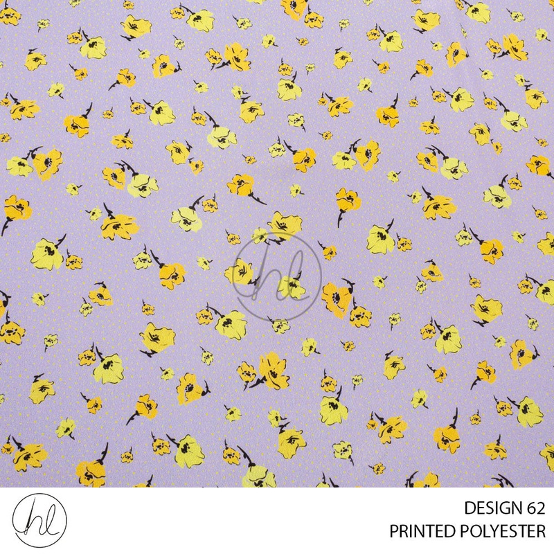 PRINTED POLYESTER STELLE PER M LILAC DESIGN 62 150CM WIDE