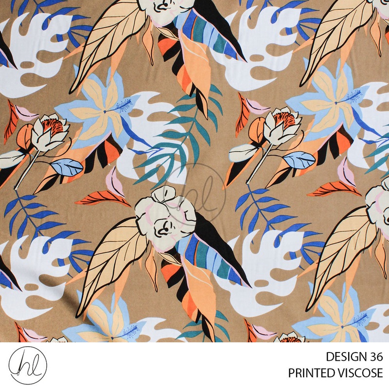 PRINTED VISCOSE 53 TAN 150CM PER M