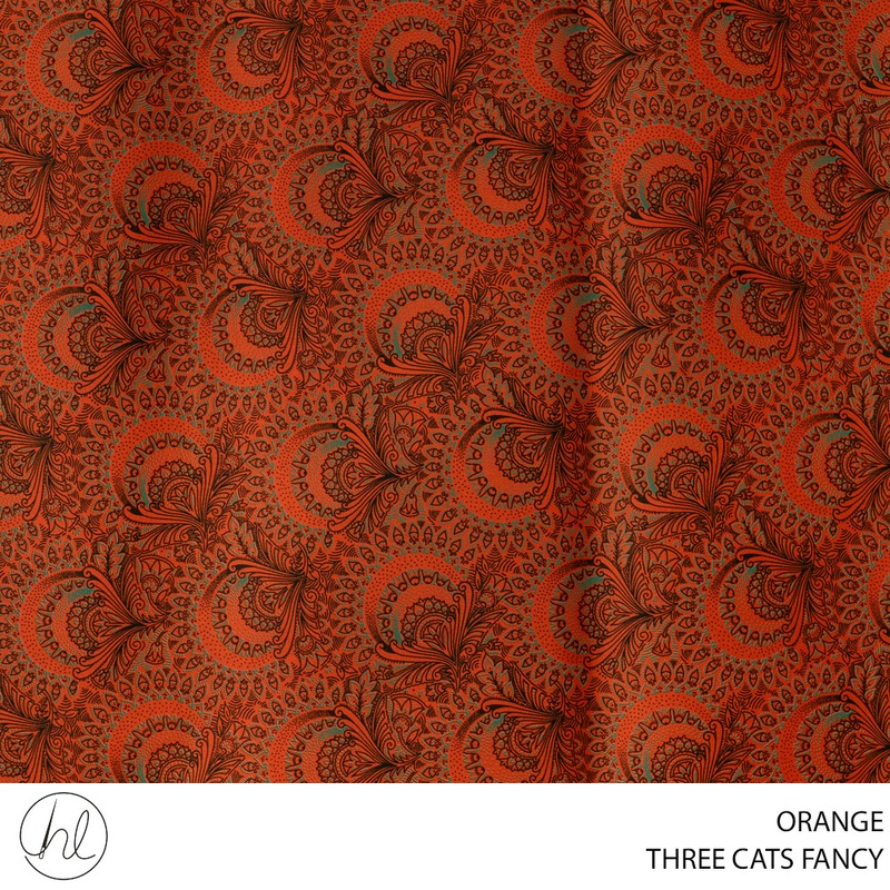 THREE CATS FANCY FABRIC ORANGE ROLL 007