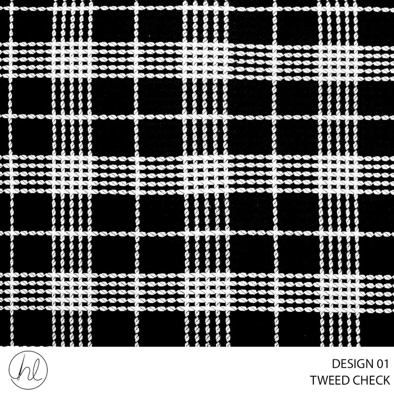 TWEED CHECK FABRIC 150CM BLACK ROLL ROLL 001