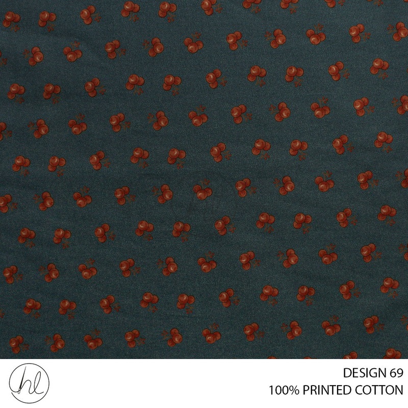 100% PRINTED COTTON 3408 SLATE 110CM PER M