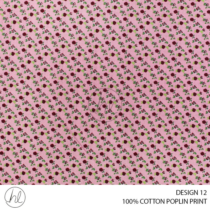 100% PRINTED COTTON POPLIN PER M DESIGN 12 PINK 150CM WIDE