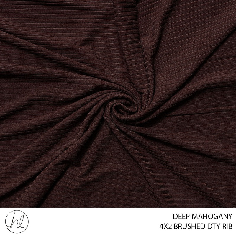 4X2 BRUSHED DTY RIB 51 DEEP MAHOGANY 150CM PER M