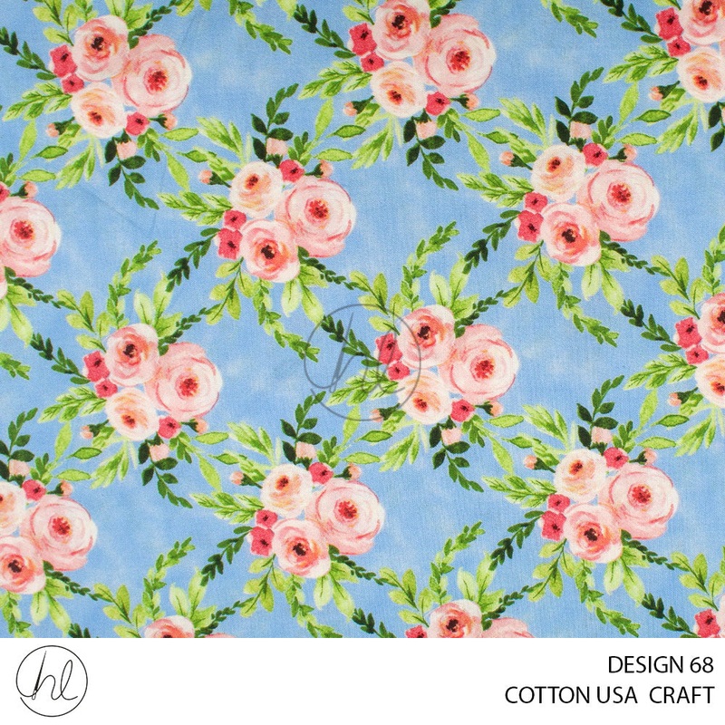 COTTON USA CRAFTS PER M BLUE DESIGN 68 112CM WIDE