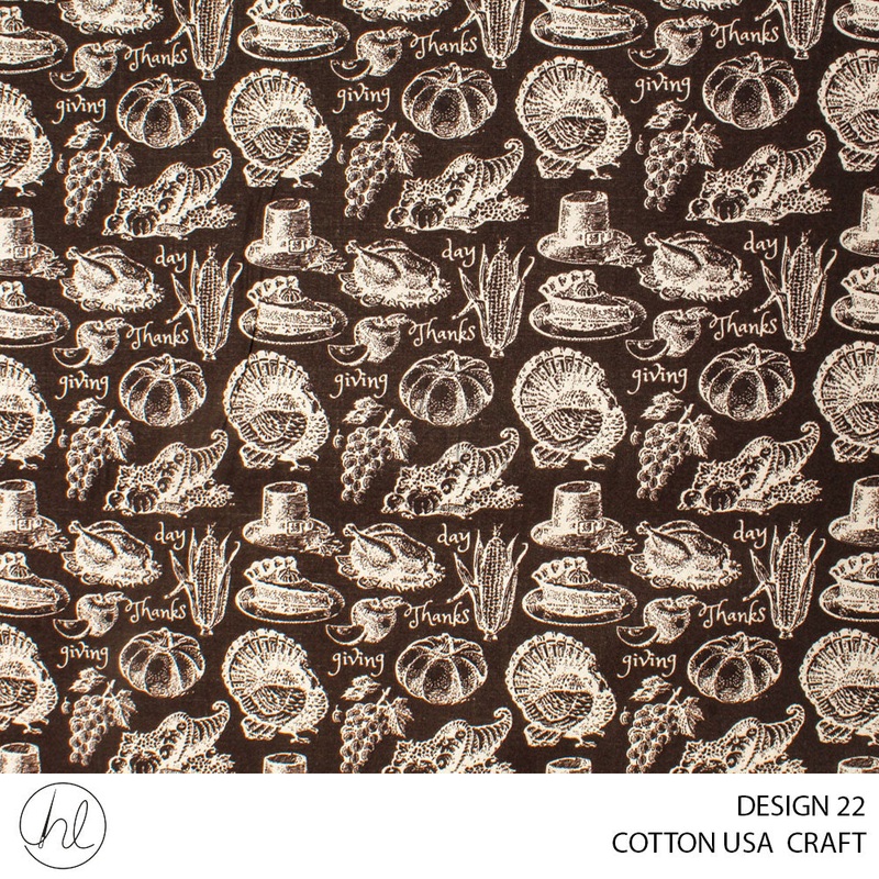 COTTON USA CRAFTS PER M THANKS GIVING BROWN DESIGN 22 112CM WIDE