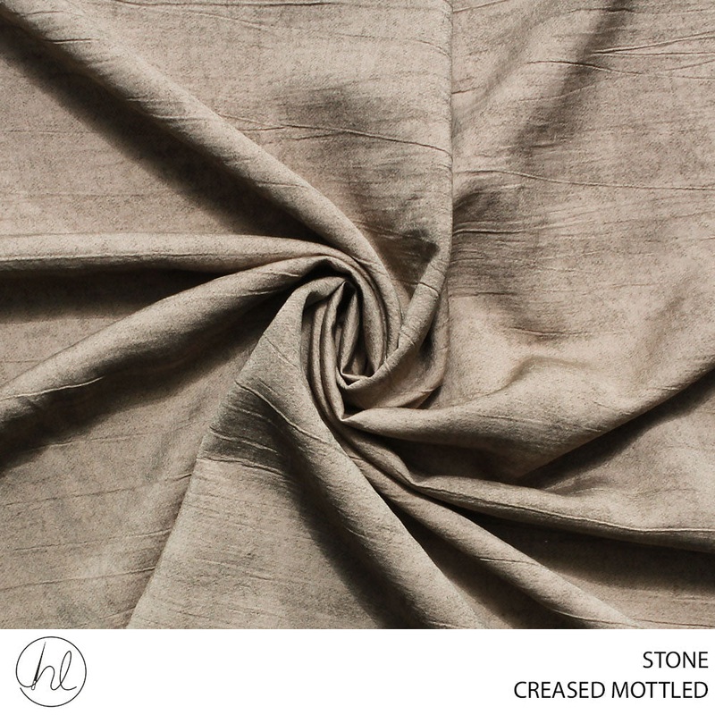 CREASED MOTTLED NR FABRIC 150CM STONE ROLL ROLL 001