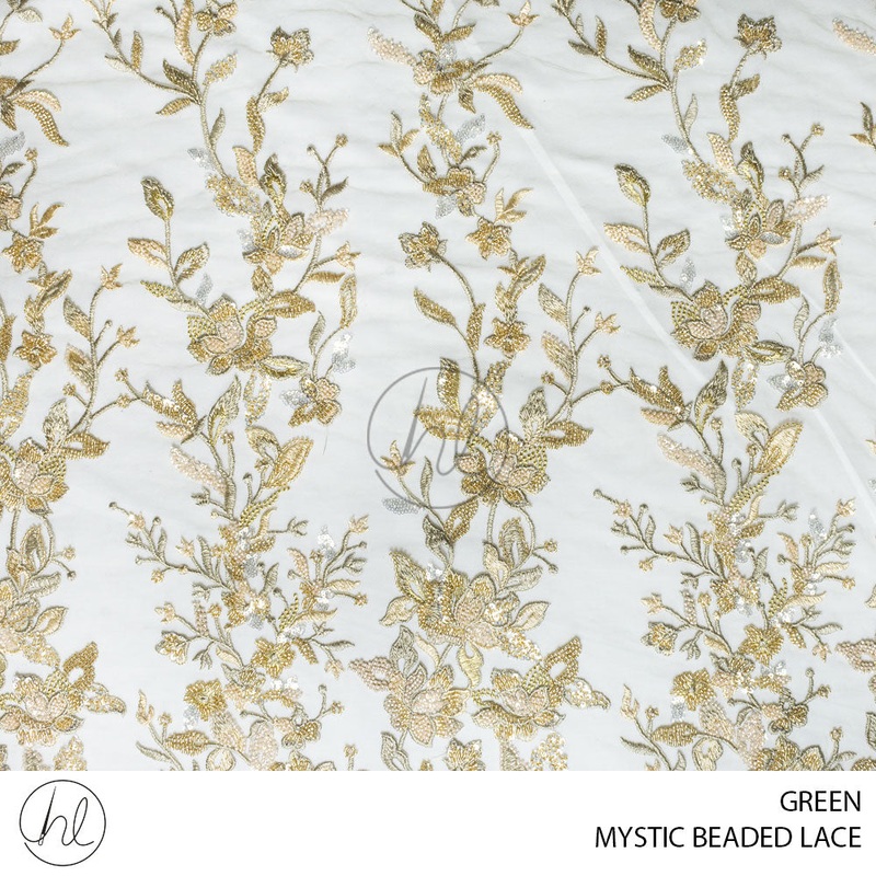 Mystic Beaded Lace 53 Green 125cm Per M