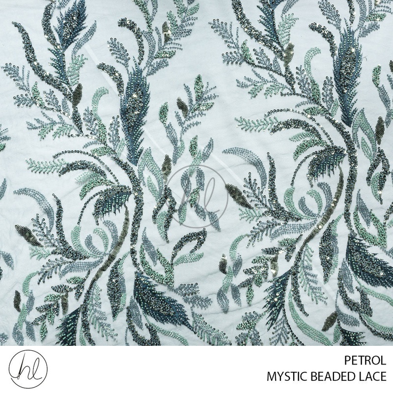 Mystic Beaded Lace 53 Petrol 125cm Per M