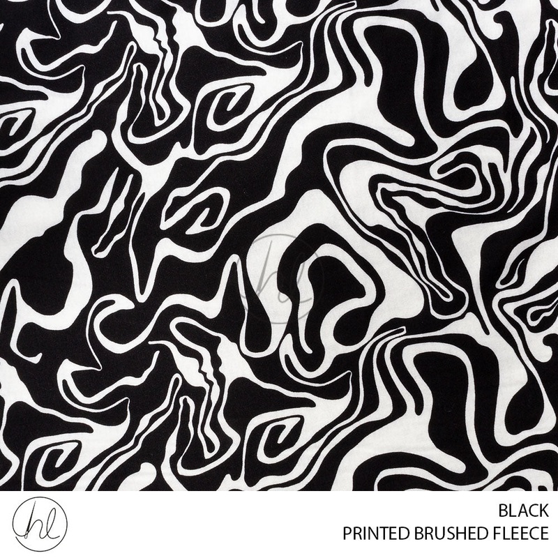 Printed Brushed Fleece 56 Black 150cm Per M
