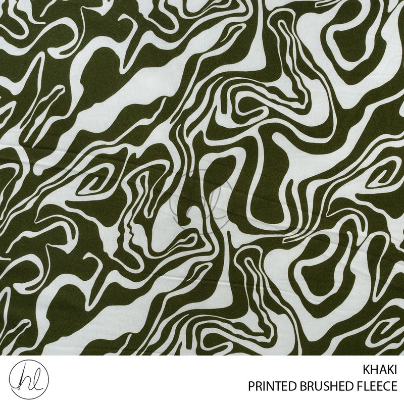 Printed Brushed Fleece 56 Khaki 150cm Per M