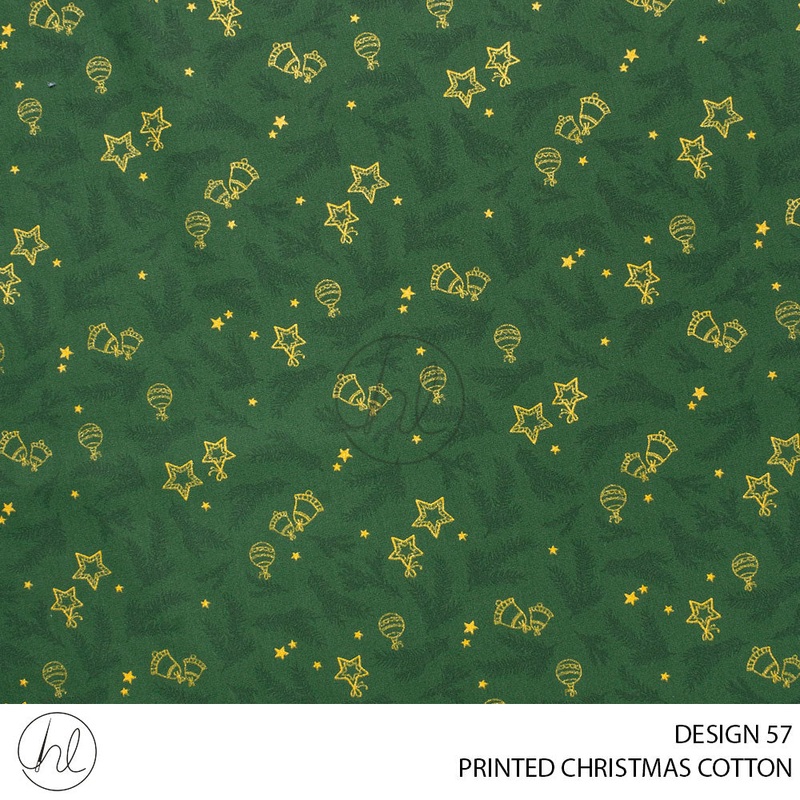 PRINTED CHRISTMAS COTTON DESIGN 119 51 BOTTLE GREEN 145CM PER M