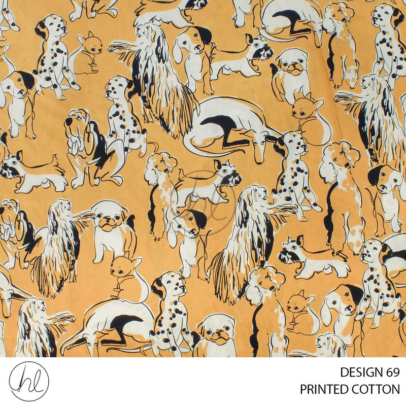 PRINTED COTTON VITACARE 51 MUSTARD 150CM PER M