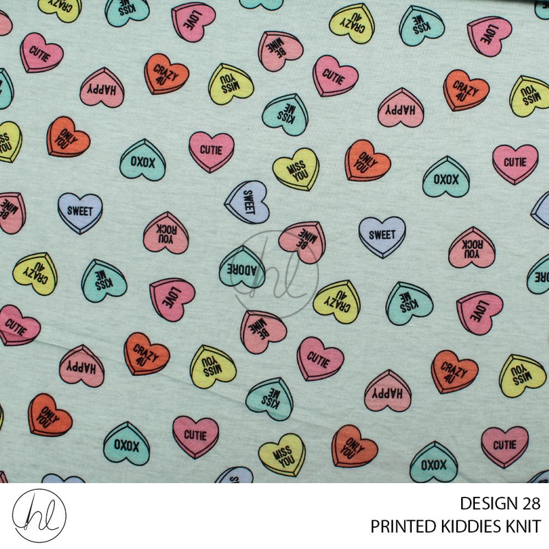PRINTED KIDDIES KNIT PER M DESIGN 28 MINT 150CM WIDE