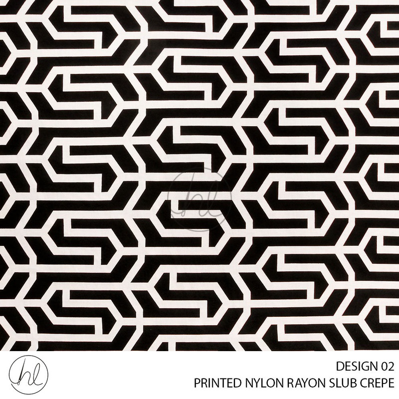 PRINTED NYLON RAYON SLUB CREPE 56 BLACK/WHITE 150CM PER M