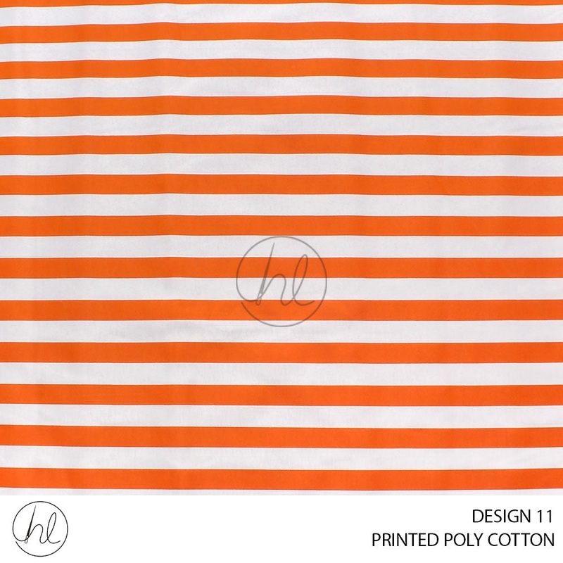 PRINTED POLY COTTON STRIPE DESIGN 11 ORANGE 115CM PER M