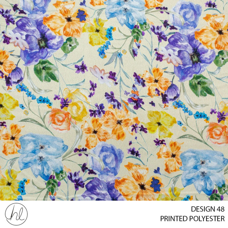 PRINTED POLYESTER CAPRICE PER M MULTI DESIGN 48 150CM WIDE