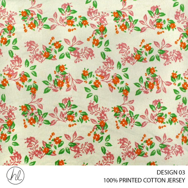100% PRINTED COTTON JERSEY DESIGN 03 150CM WIDE PER M51