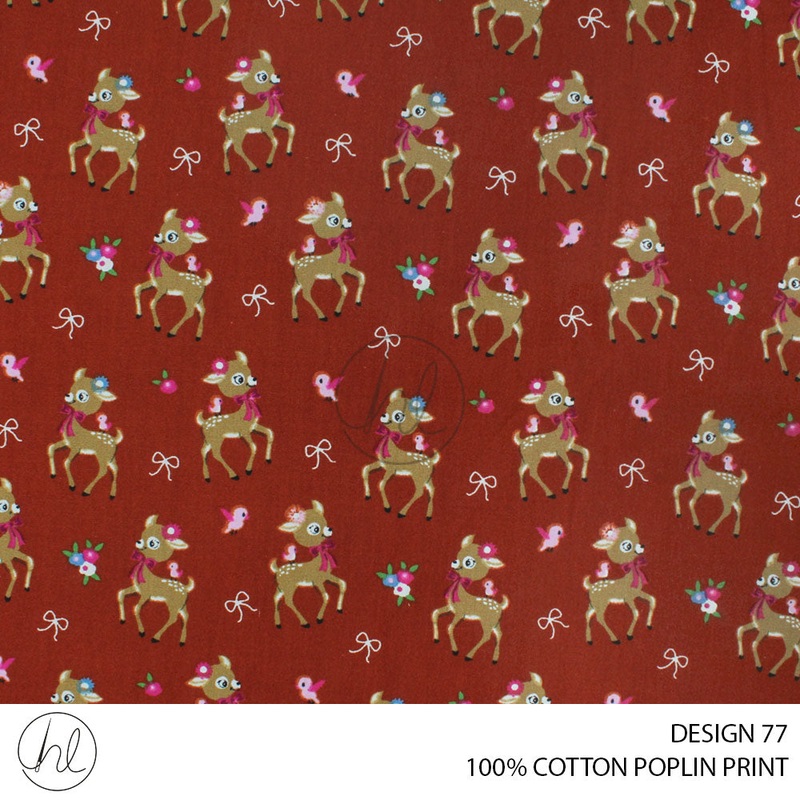 100% PRINTED COTTON POPLIN PER M DESIGN 77 RUST 150CM WIDE