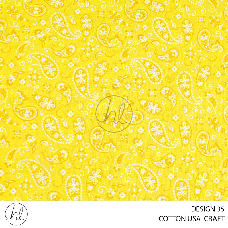 COTTON USA CRAFTS PER M PAISLEY BANDANA SUNSHINE DESIGN 35 112CM WIDE