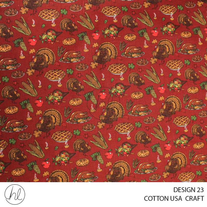 COTTON USA CRAFTS PER M THANKS GIVING RED DESIGN 23 112CM WIDE