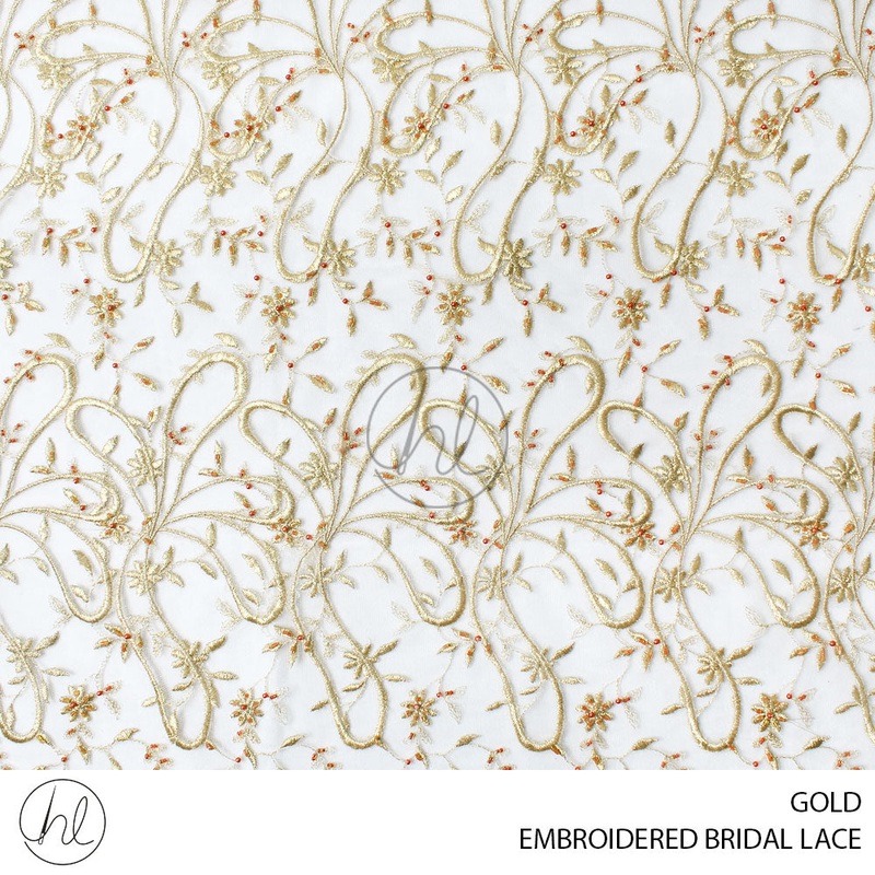 EMBROIDERED BRIDAL LACE 477 GOLD 135CM PER M