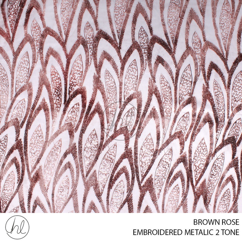 EMBROIDERED METALLIC 2 TONE 56 BROWN ROSE 120CM PER M